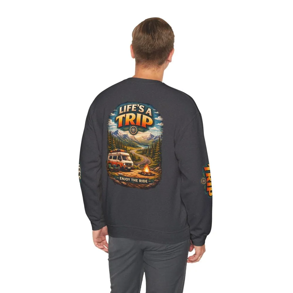 Unisex Heavy Blend™ Crewneck Sweatshirt — "Life s A Trip" Design Scenic-Line