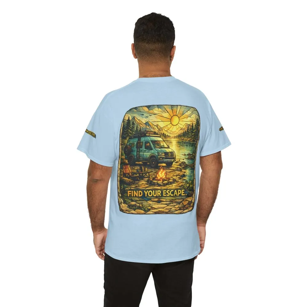 Unisex Heavy Cotton Tee — "Find Your Escape" Design Cubic-Line