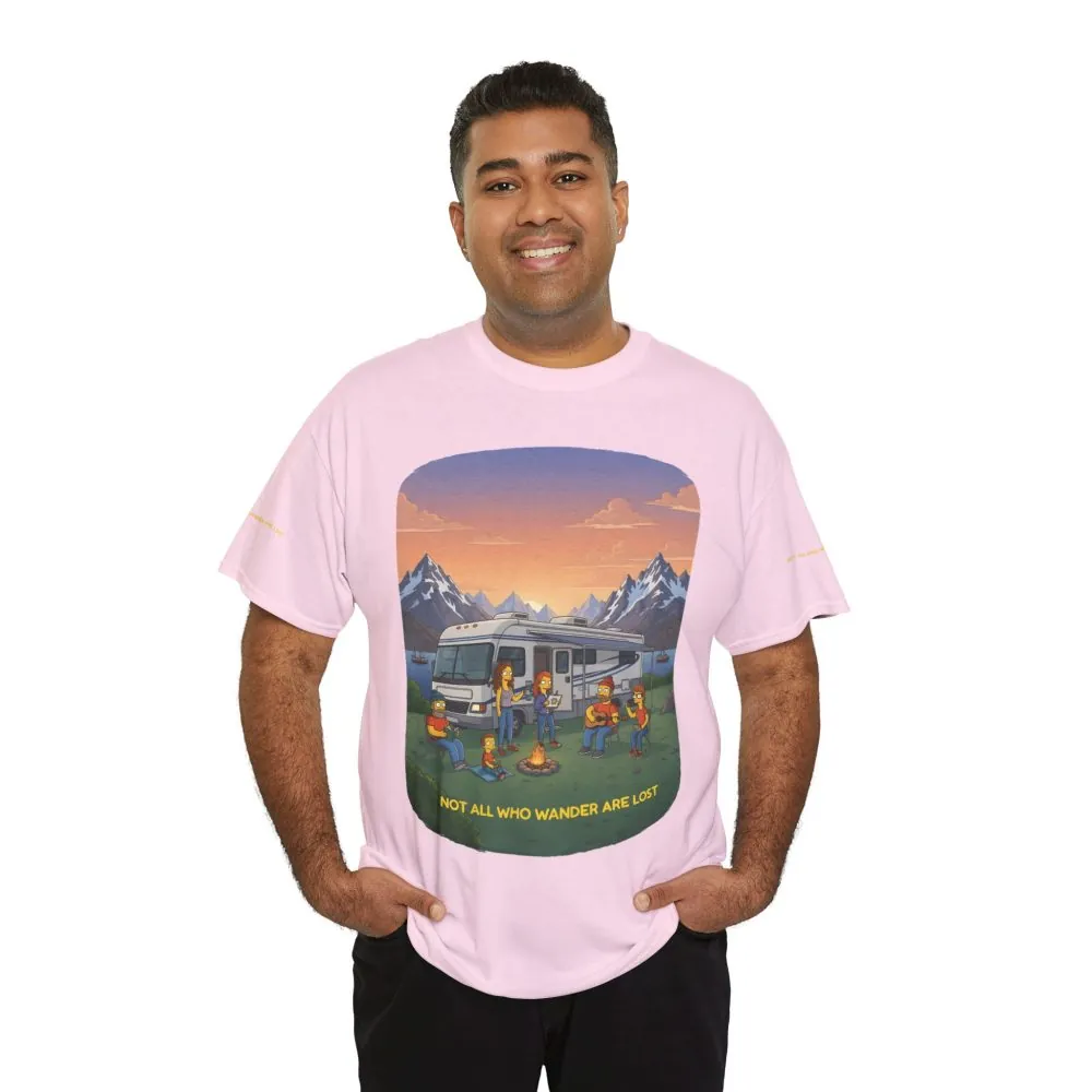 Unisex Heavy Cotton Tee — "Not All Who Wander Are Lost" Design Sitcom-Line