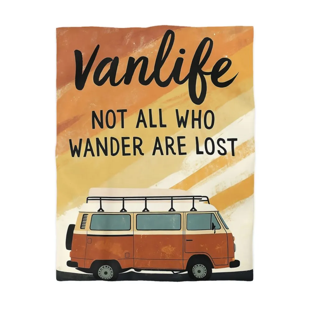 Duvet Cover — "Vanlife: Not All Who Wander Are Lost" Retro Camper Bedding