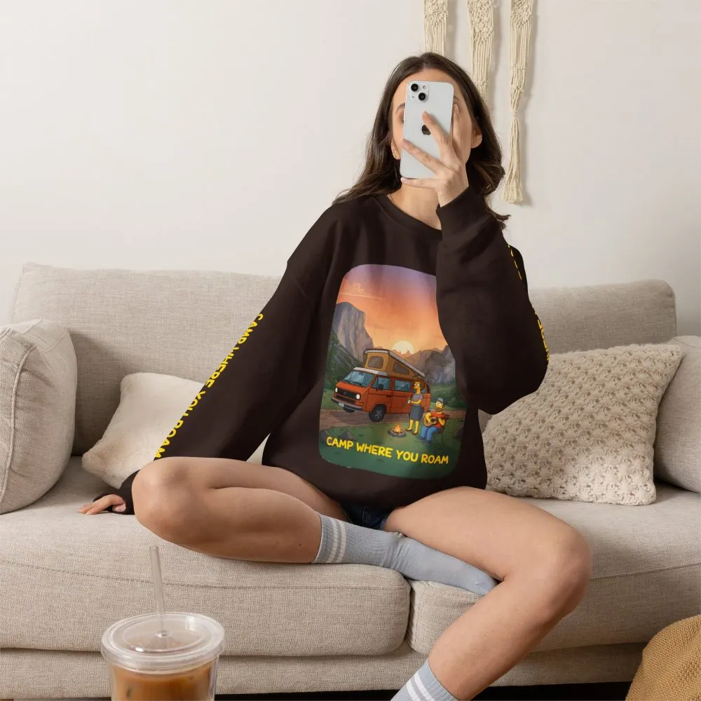 Unisex Heavy Blend™ Crewneck Sweatshirt — "Camp Where You Roam" Design Sitcom-Line