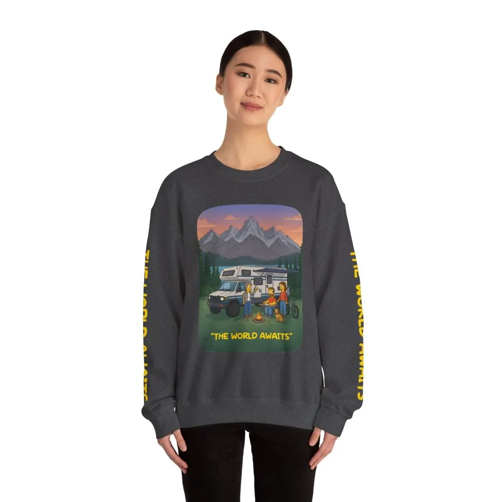6351988482990382361_2048.jpeg Unisex Heavy Blend™ Crewneck Sweatshirt — "The World Awaits" Design Sitcom-Line