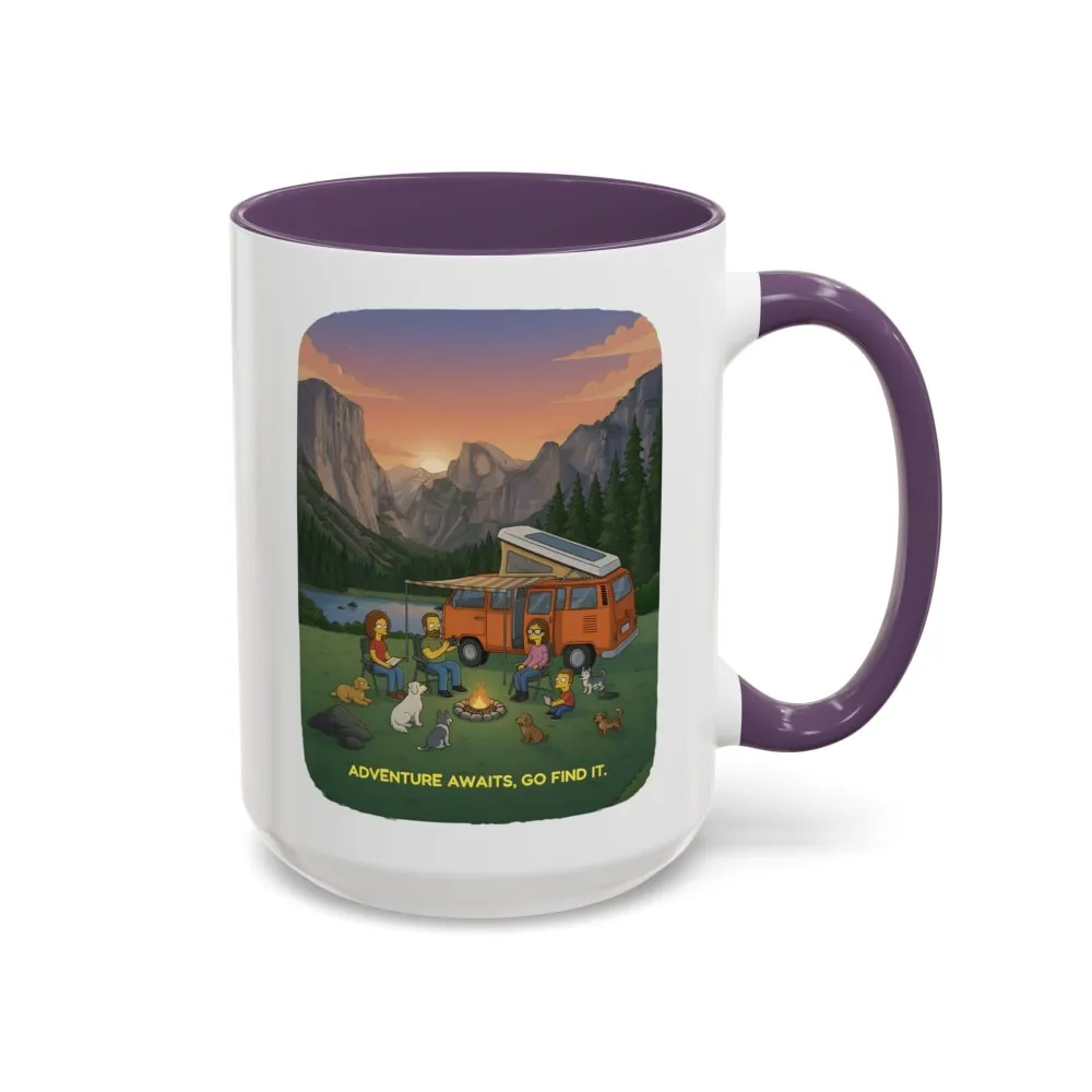 Accent Coffee Mug (11, 15oz) — "Adventure Awaits-Go Find It"" Design Sitcom-Line