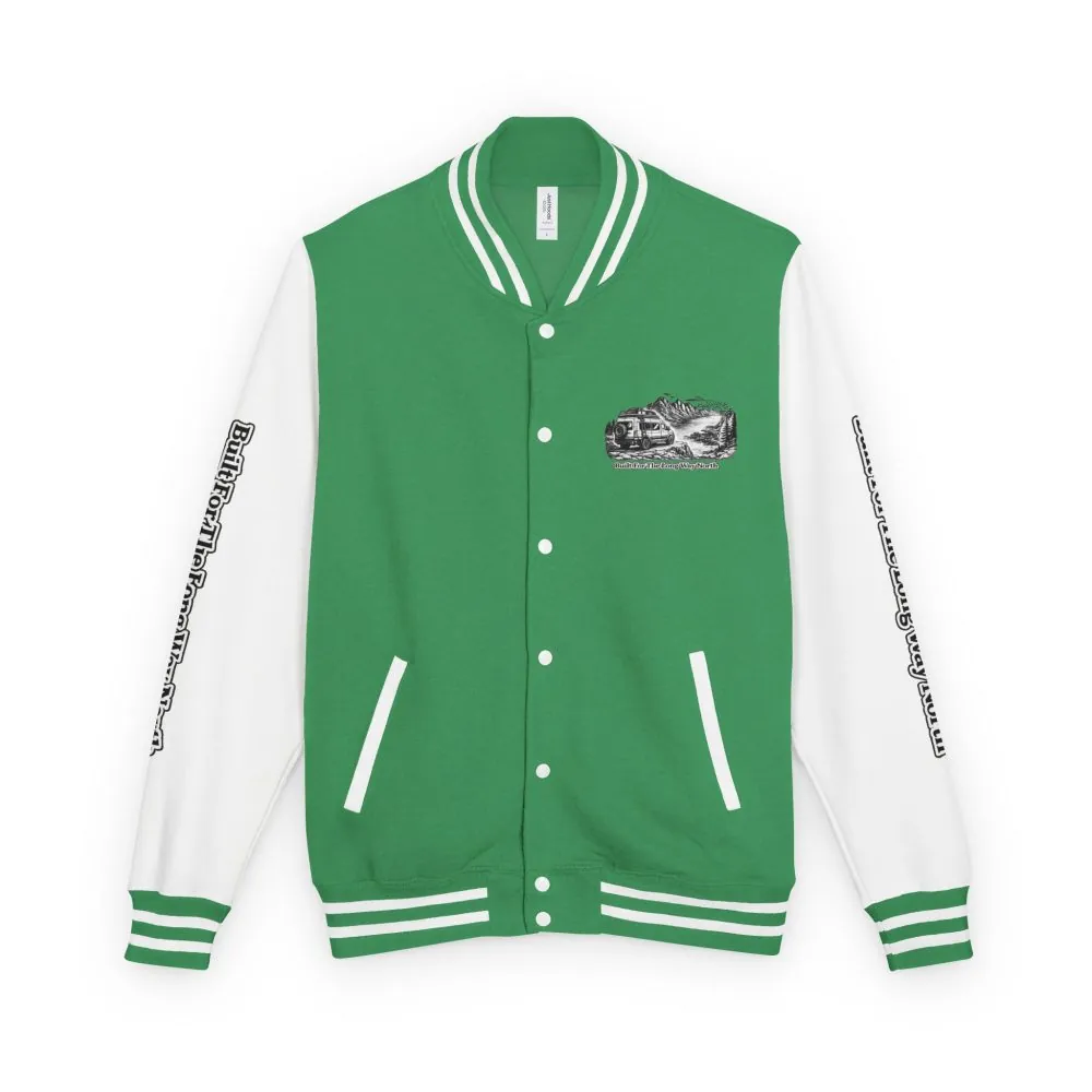 Unisex Heavyweight Letterman Jacket — "Built For The Long Way North" Travel Varsity Coat