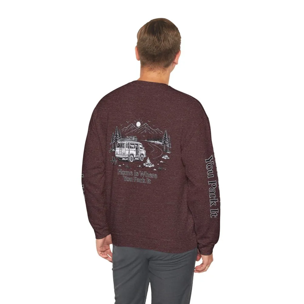 635715500075752834_2048.jpeg Unisex Heavy Blend™ Crewneck Sweatshirt — "Home Is Where You Park It" Design Minimal-Line