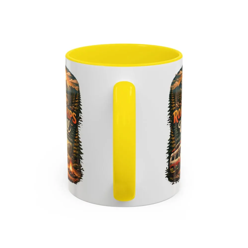 Accent Coffee Mug (11, 15oz) — "Road Trips & Chill" Design Scenic-Line