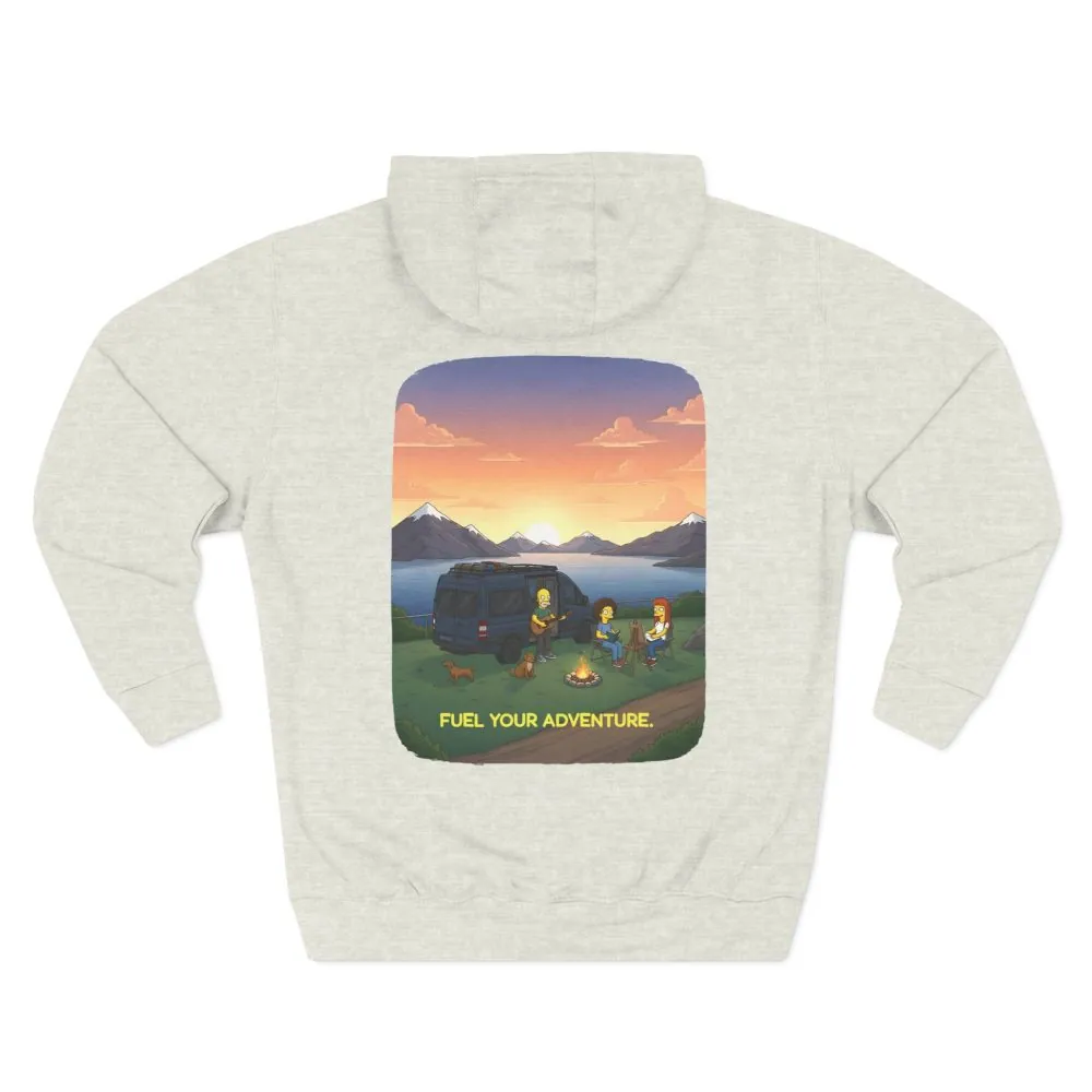 Three-Panel Fleece Hoodie - "Fuel Your Adventure" Design Sitcom-Line