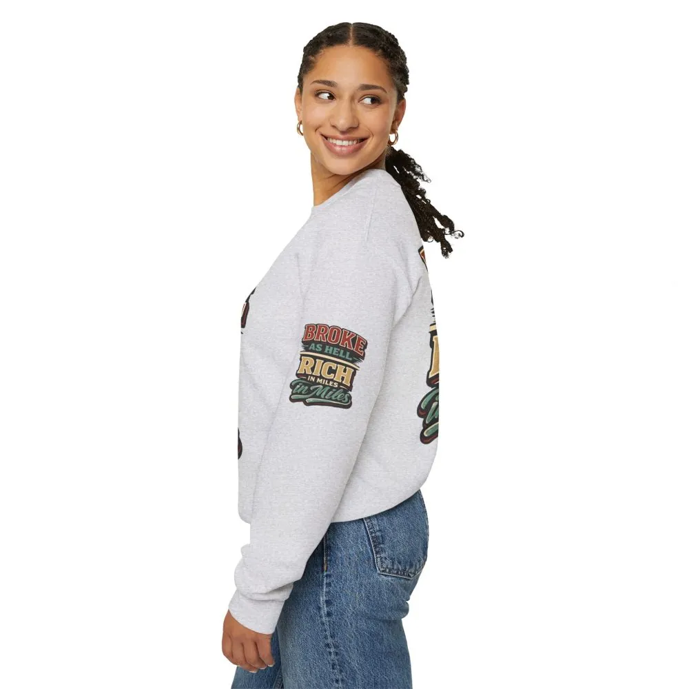 Unisex Heavy Blend™ Crewneck Sweatshirt — "Broke As Hell" Design F**K-Line