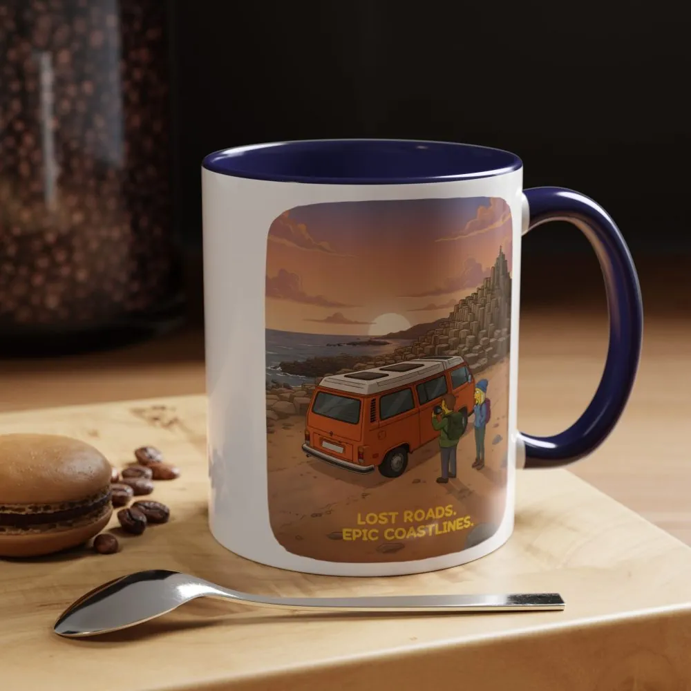 Accent Coffee Mug (11, 15oz) — "Lost Roads Epic Coastlines" Design Sitcom-Line