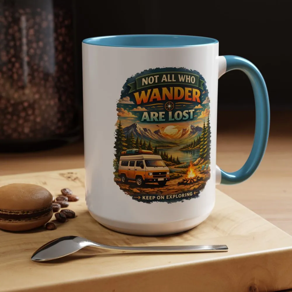 Accent Coffee Mug (11, 15oz) — "Not All Who Wander Are Lost" Design Scenic-Line