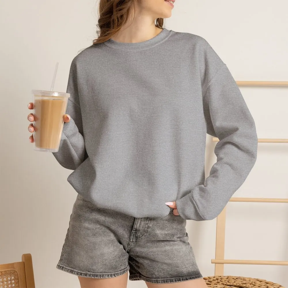 Crewneck Sweatshirt — "Adventure Awaits-Go Where You Feel Most Alive" (Only Back printed) Vintage Camper Van Outdoor Graphic
