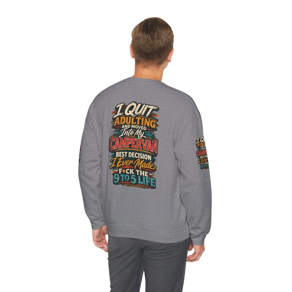 Unisex Heavy Blend™ Crewneck Sweatshirt — "I Quit Adulting" Design F**K-Line