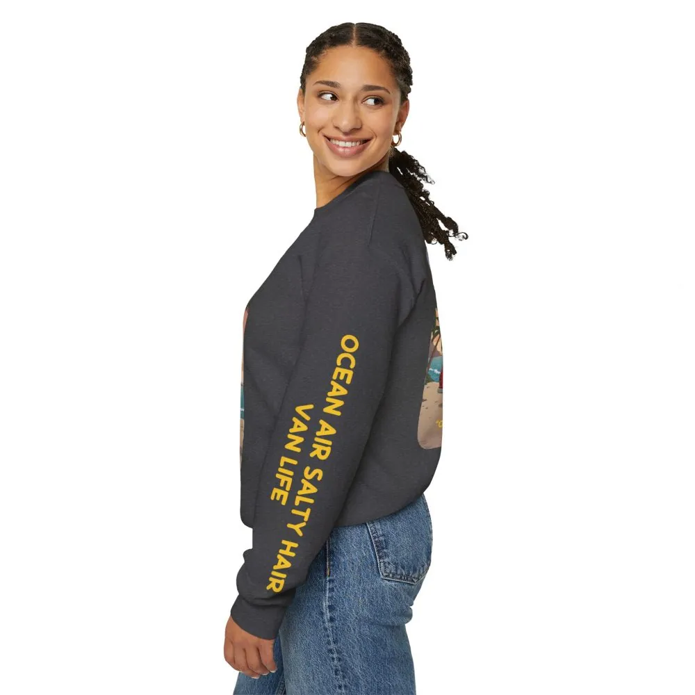 63983028012078691_2048.jpeg Unisex Heavy Blend™ Crewneck Sweatshirt — "Ocean Air Salty Hair Van Life" Design Sitcom-Line
