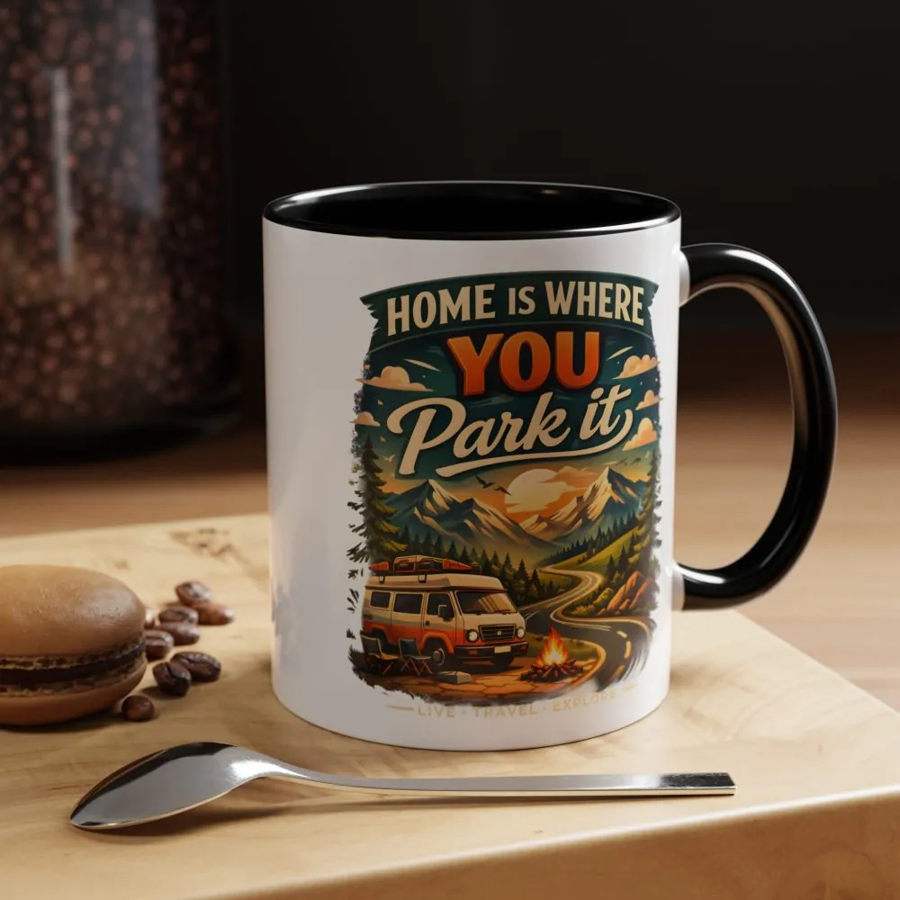 6399400805968017745_2048.jpeg Accent Coffee Mug (11, 15oz) — "Home Is Where You Park It" Design Scenic-Line