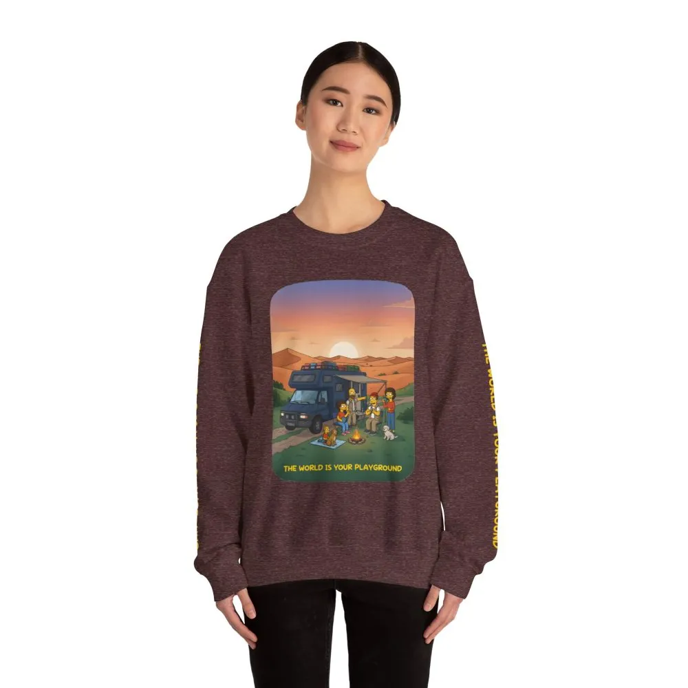 Unisex Heavy Blend™ Crewneck Sweatshirt — "The World Is Your playground" Design Sitcom-Line
