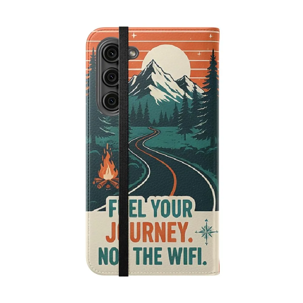 Flip Phone Case — "Adventure Awaits, Fuel Your Journey, Not the WiFi" Wallet Cover