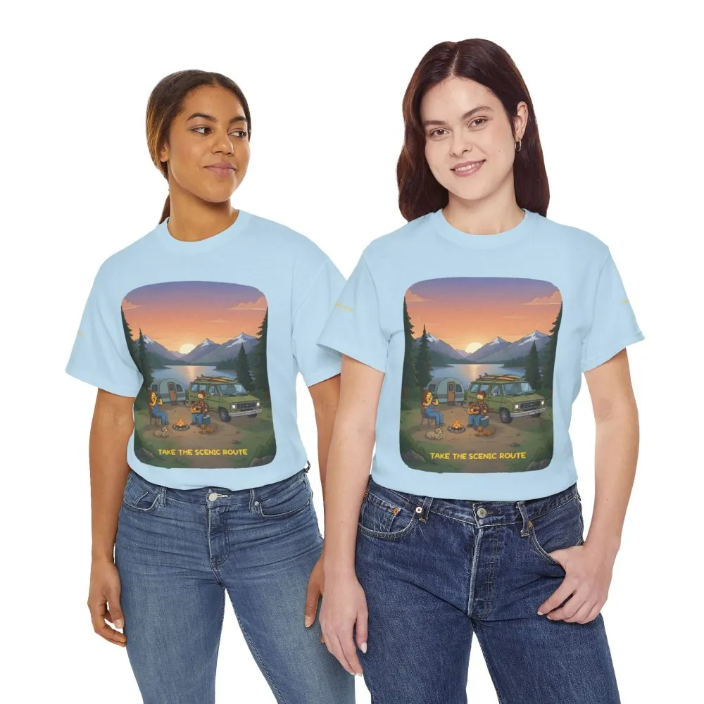 Unisex Heavy Cotton Tee — "Take The Scenic Route" Design Sitcom-Line