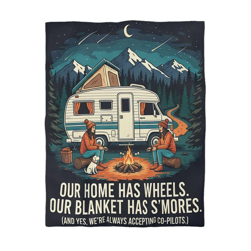 Duvet Cover — "Our Home Has Wheels, Our Blanket Has S'mores" Camping Bedding