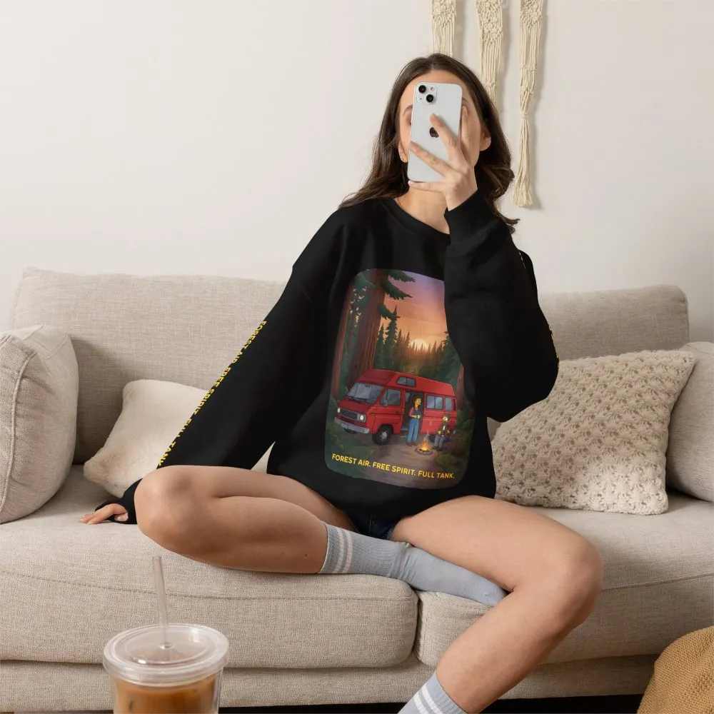 Unisex Heavy Blend™ Crewneck Sweatshirt — "Forest Air Free Spirit Full Tank" Design Sitcom-Line