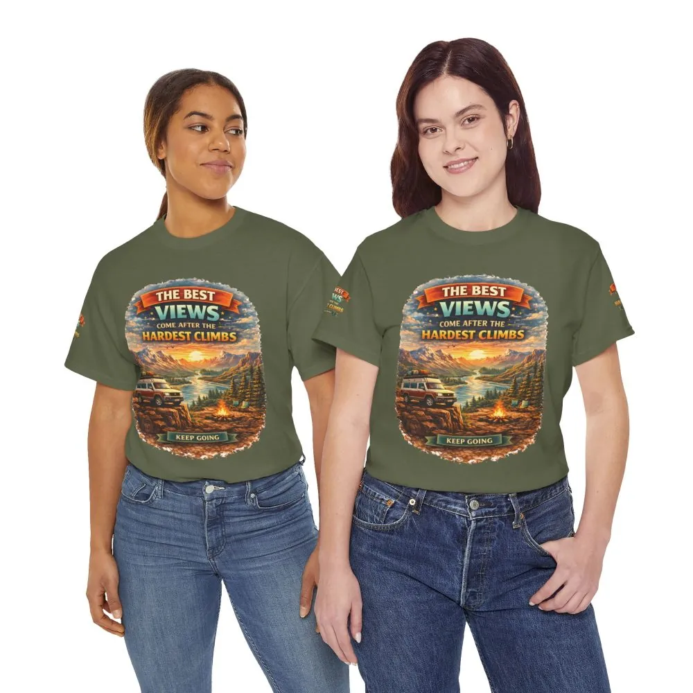 Unisex Heavy Cotton Tee — "The Best Views" Design Scenic-Line
