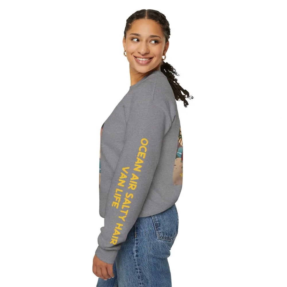 6438228143561149217_2048.jpeg Unisex Heavy Blend™ Crewneck Sweatshirt — "Ocean Air Salty Hair Van Life" Design Sitcom-Line