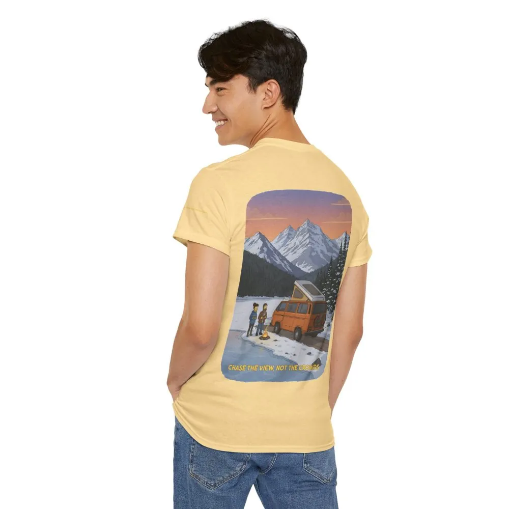 Unisex Heavy Cotton Tee — "Chase The Views-Not The Crowds" Design Sitcom-Line