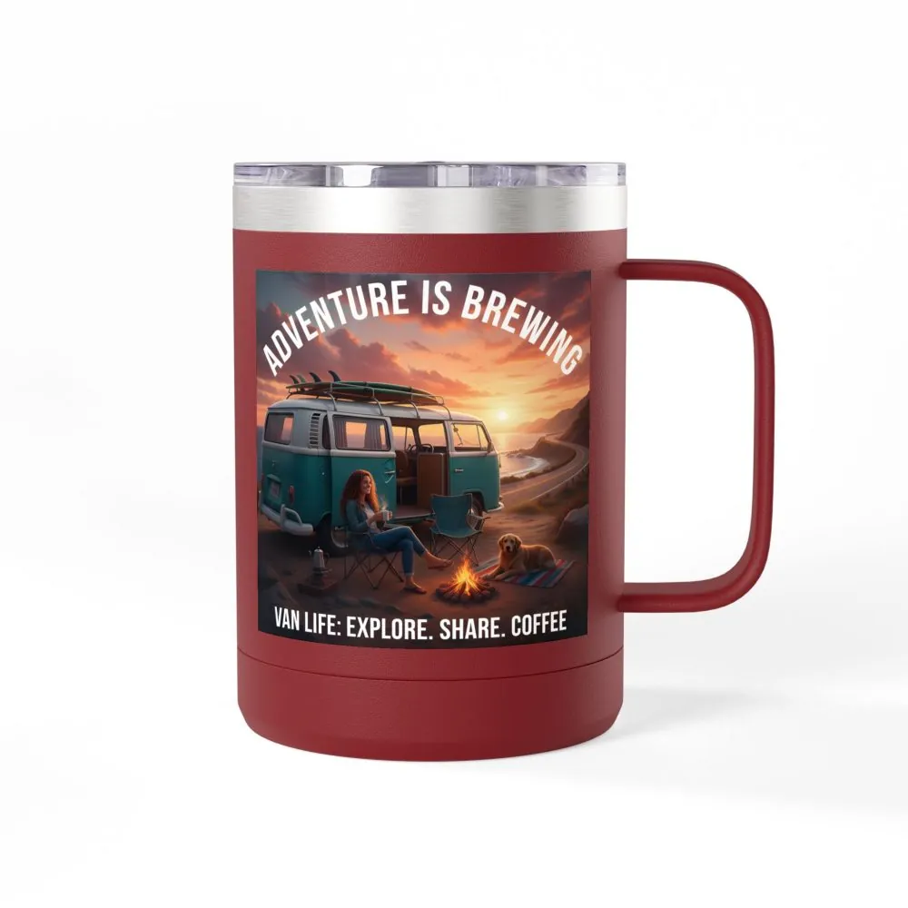 6443060864594402962_2048.jpeg Coffee Mug Tumbler, 15oz-- "Adventure Is Brewing"