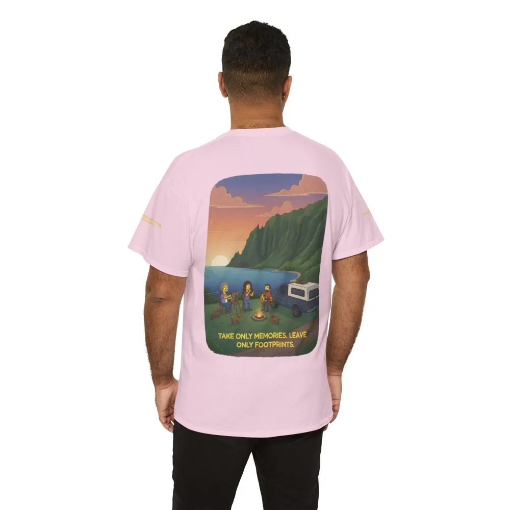 Unisex Heavy Cotton Tee — "Take Only Memories-Leave Only Footprints" Design Sitcom-Line