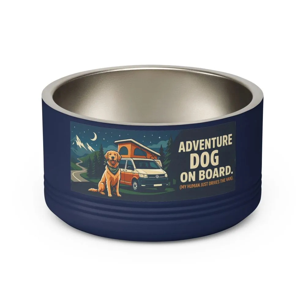 Pet Bowl — "Adventure Dog On Board " 18oz Camper & Hiking Dog Travel Bowl