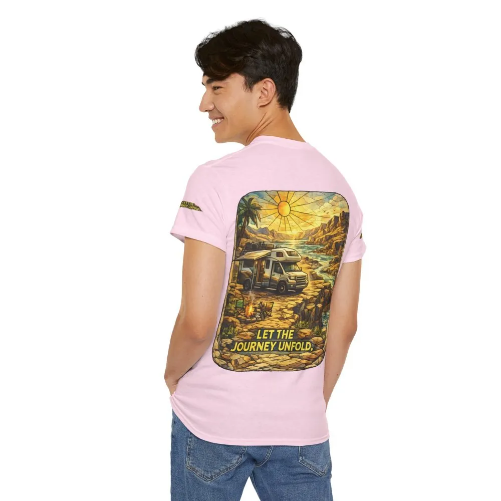 Unisex Heavy Cotton Tee — "Let The Journey Unfold" Design Cubic-Line
