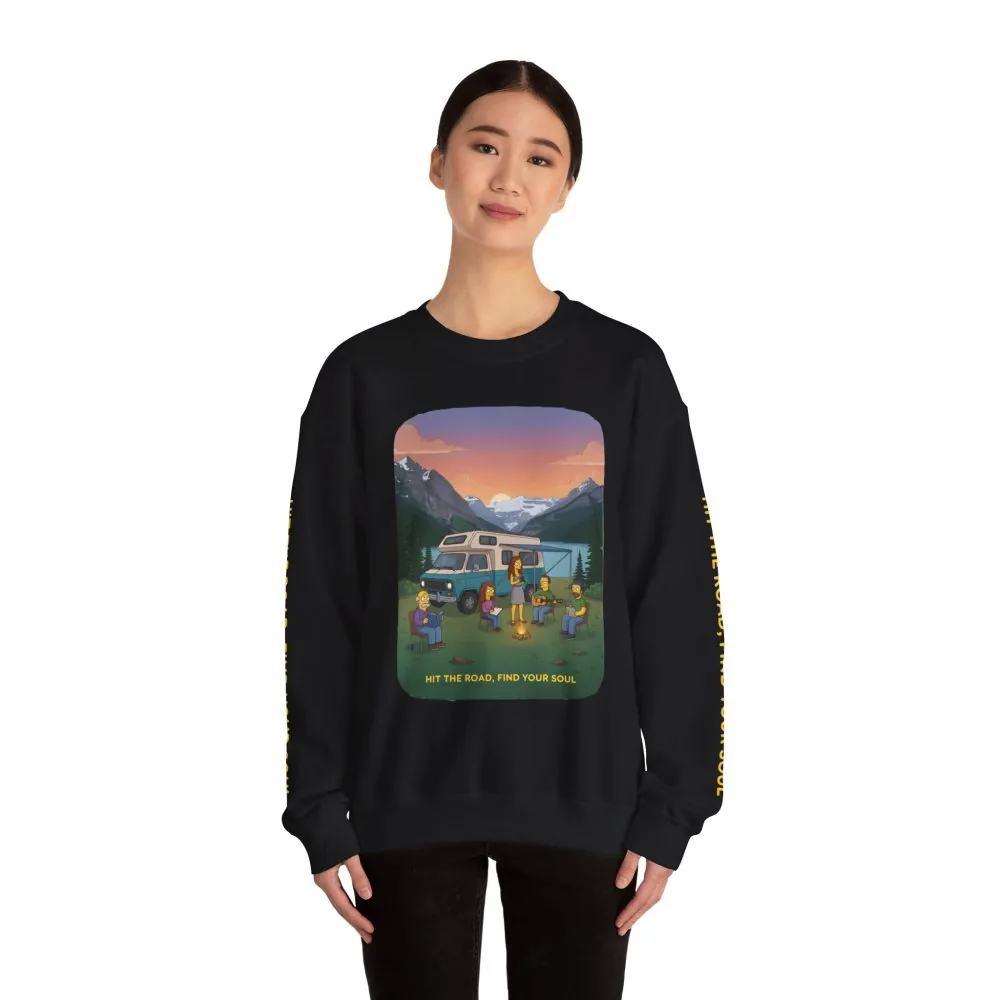 Unisex Heavy Blend™ Crewneck Sweatshirt — "Hit The Road-Find Your Soul" Design Sitcom-Line