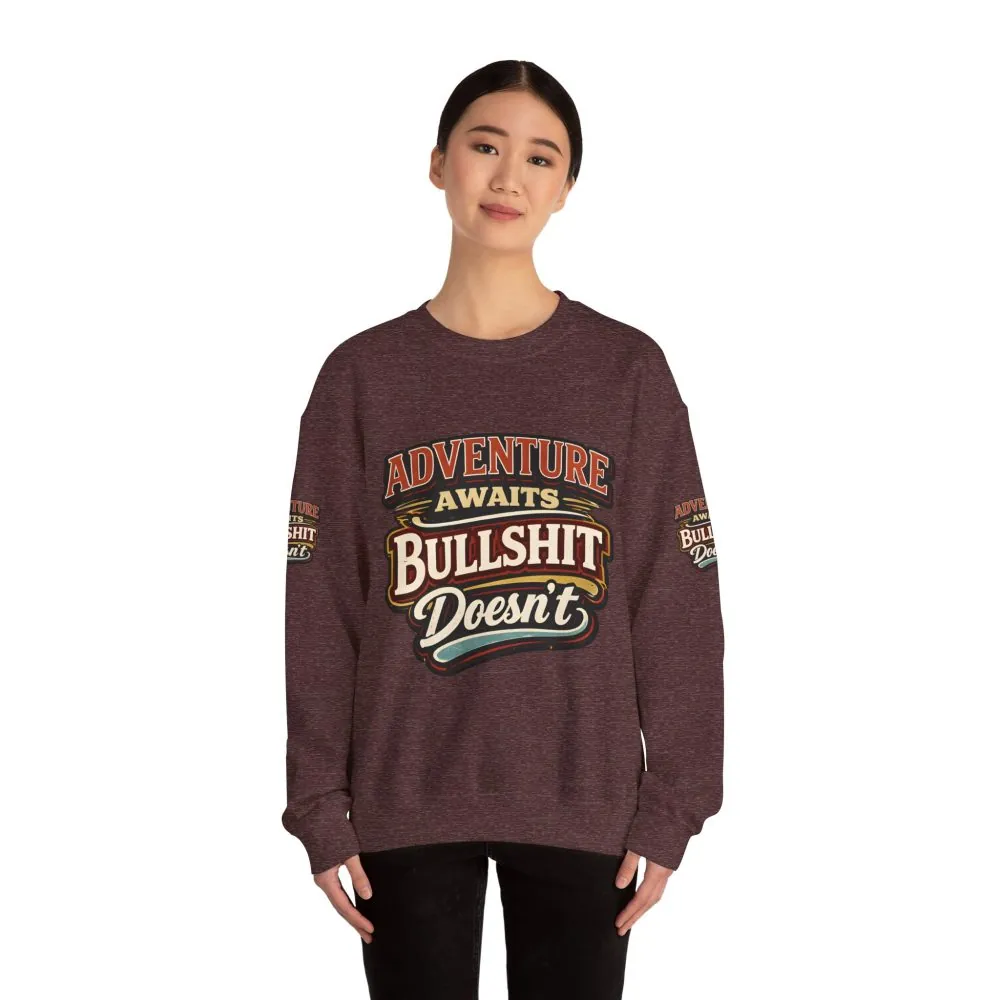 Unisex Heavy Blend™ Crewneck Sweatshirt — "Adventure Awaits" Design F**K-Line