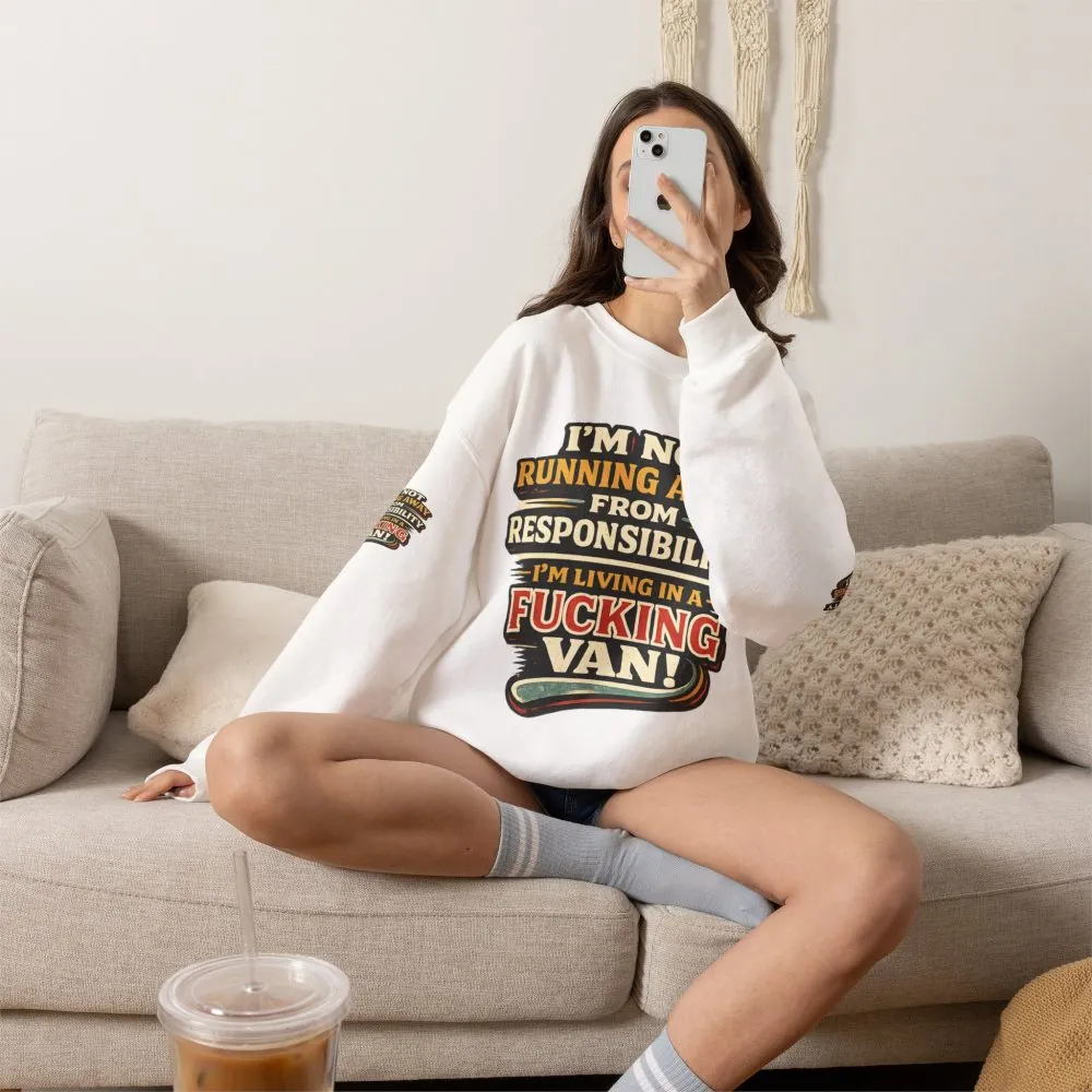 Unisex Heavy Blend™ Crewneck Sweatshirt — "I`m Not running Away" Design F**K-Line