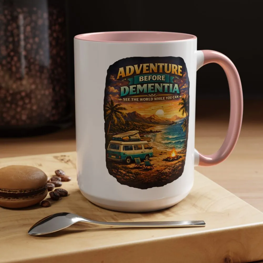 Accent Coffee Mug (11, 15oz) — "Adventure Before Dementia" Design Scenic-Line