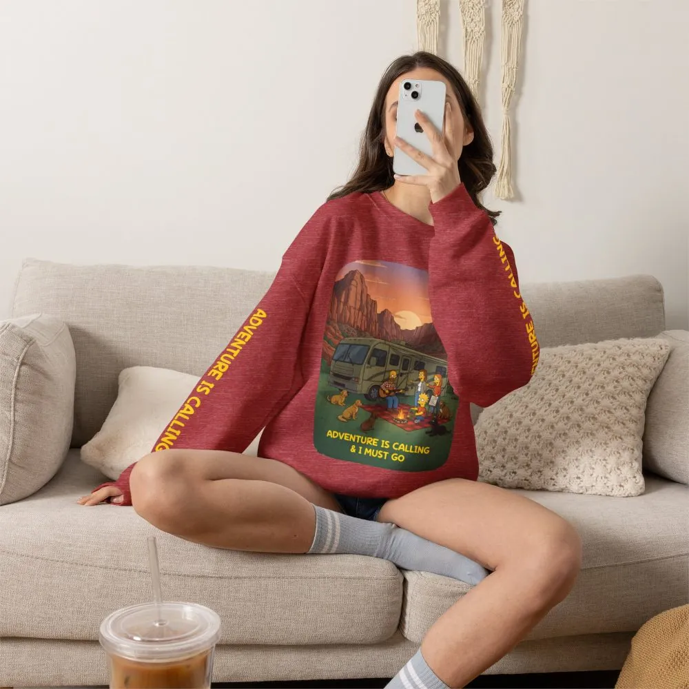 648628742089963494_2048.jpeg Unisex Heavy Blend™ Crewneck Sweatshirt — "Adventure Is Calling-I Must Go" Design Sitcom-Line
