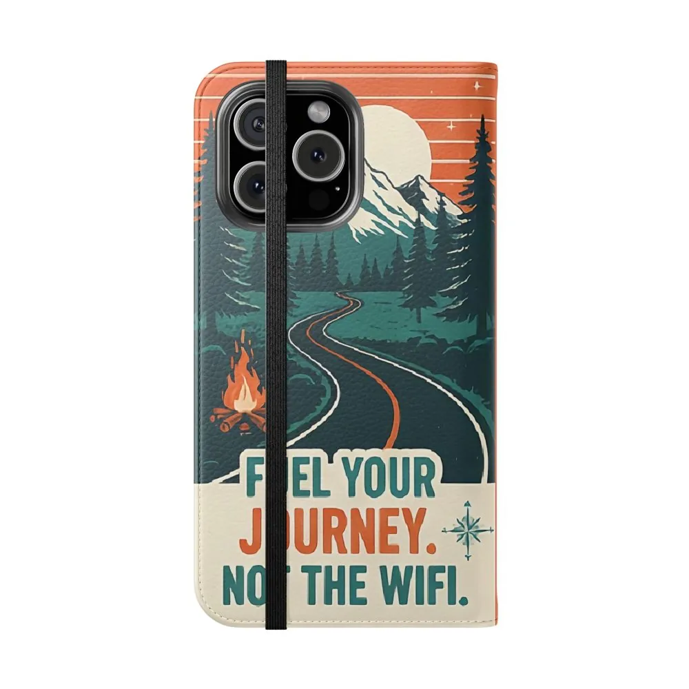 Flip Phone Case — "Adventure Awaits, Fuel Your Journey, Not the WiFi" Wallet Cover