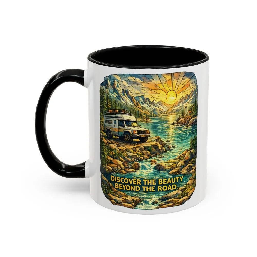 6499370259526399145_2048.jpeg Accent Coffee Mug (11, 15oz) — "Discover The Bieuty Beyond The Road" Design Cubic-Line