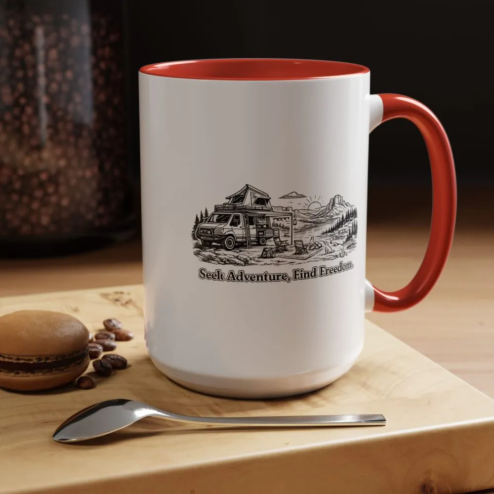 6517384226719973010_2048.jpeg Accent Coffee Mug (11, 15oz) — "Seek Adventure, Find Freedom" Design Minimal-Line