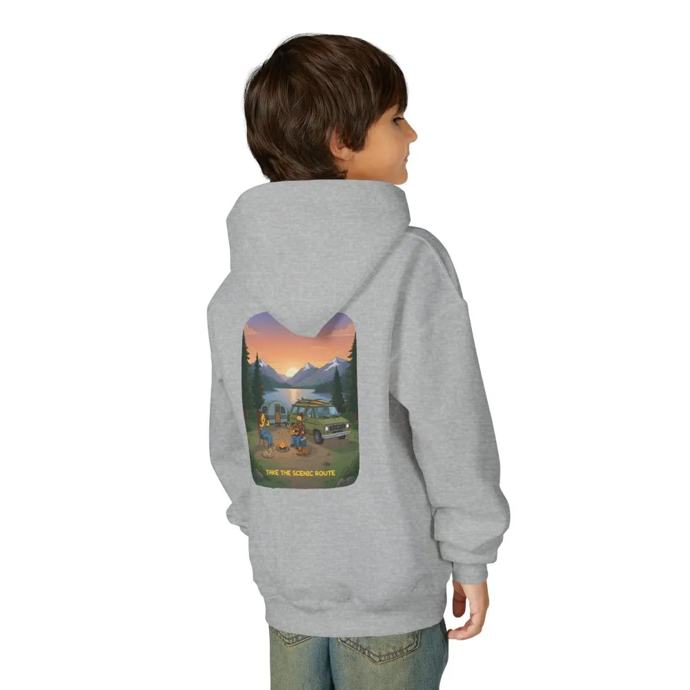 Youth Hoodie(Gildan) – "Take The Scenic Route" (Design Sitcom-Line)