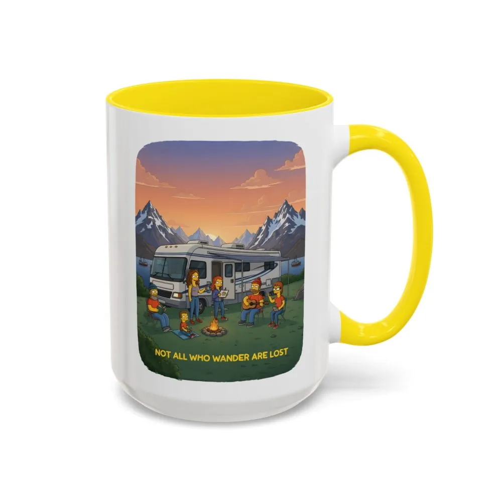 Accent Coffee Mug (11, 15oz) — "Not All Who Wander Are Lost" Design Sitcom-Line