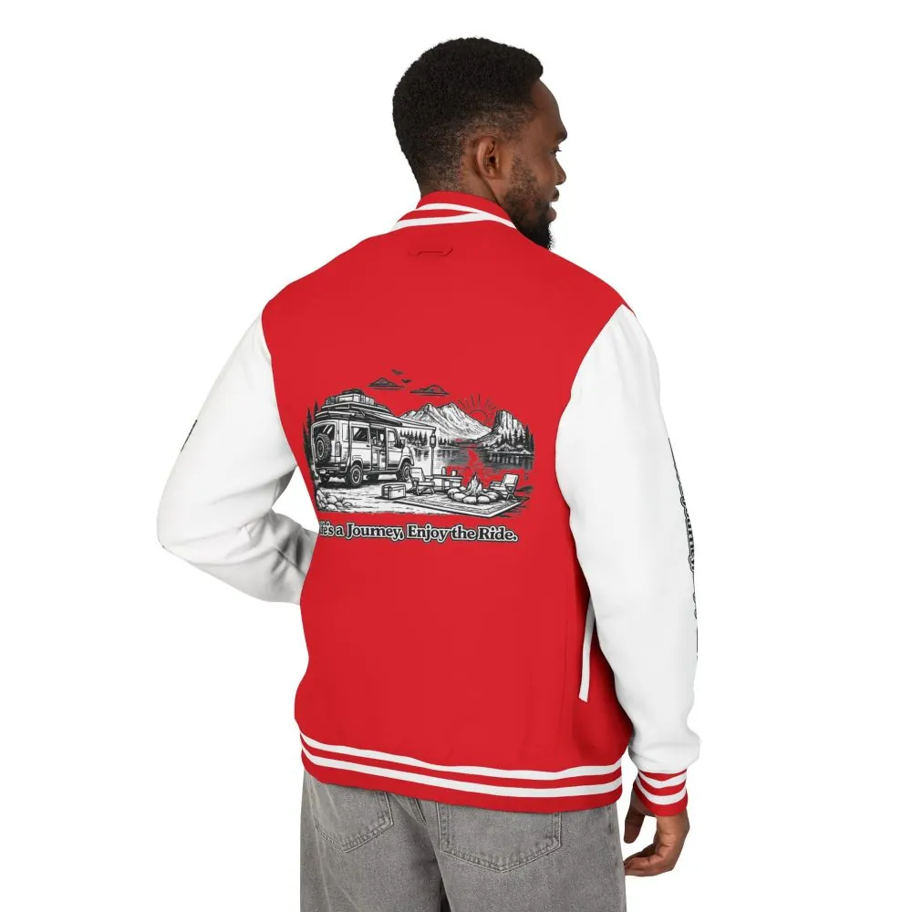 Unisex Heavyweight Letterman Jacket — "Lifes A Journey,Enjoy The Ride" Travel Varsity Coat