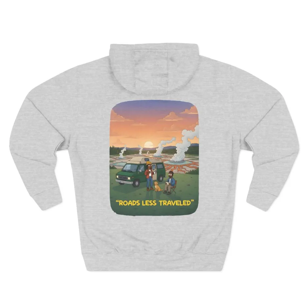 Three-Panel Fleece Hoodie - "Roads Less Traveled" Design Sitcom-Line