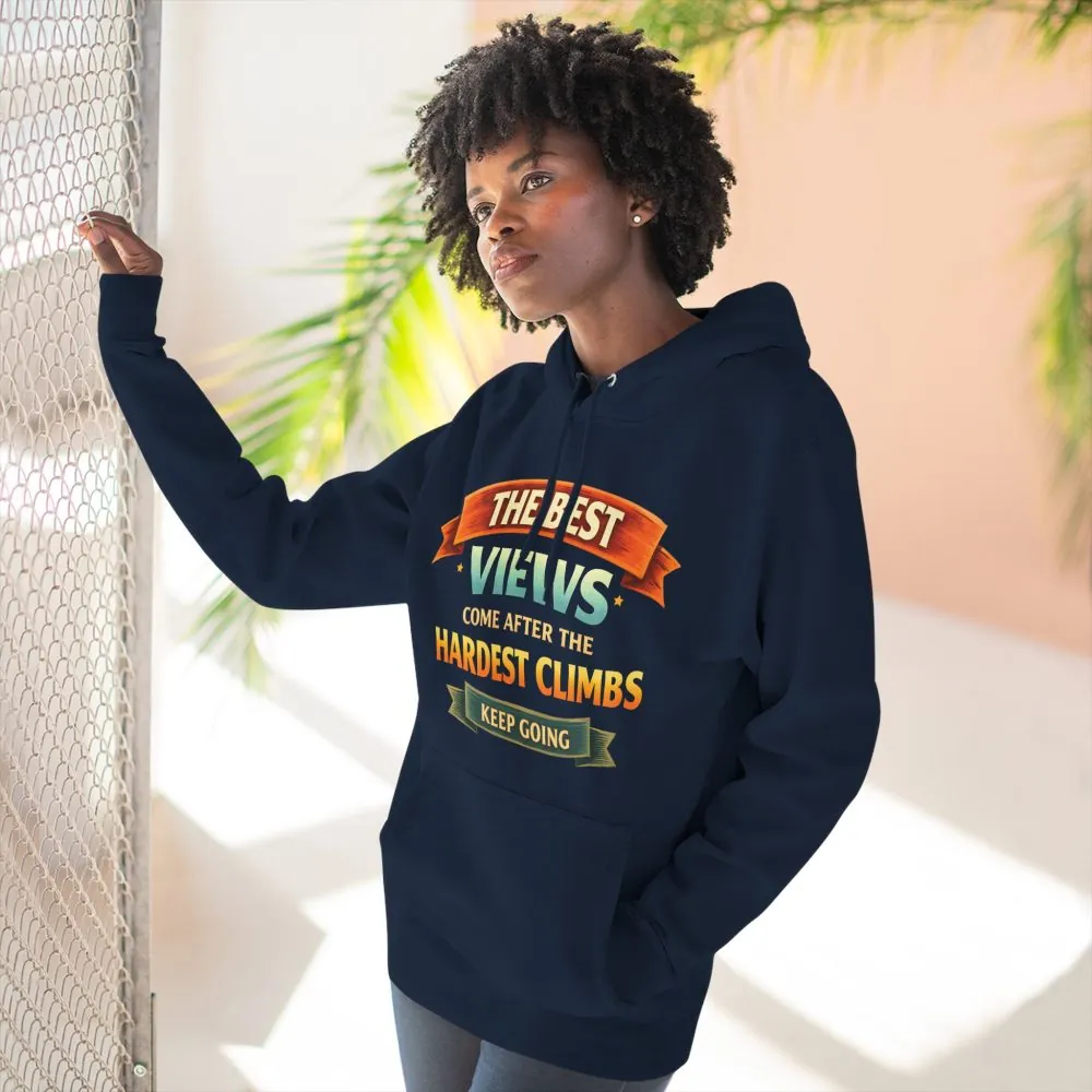 Three-Panel Fleece Hoodie - "The Best Views" Design Scenic-Line