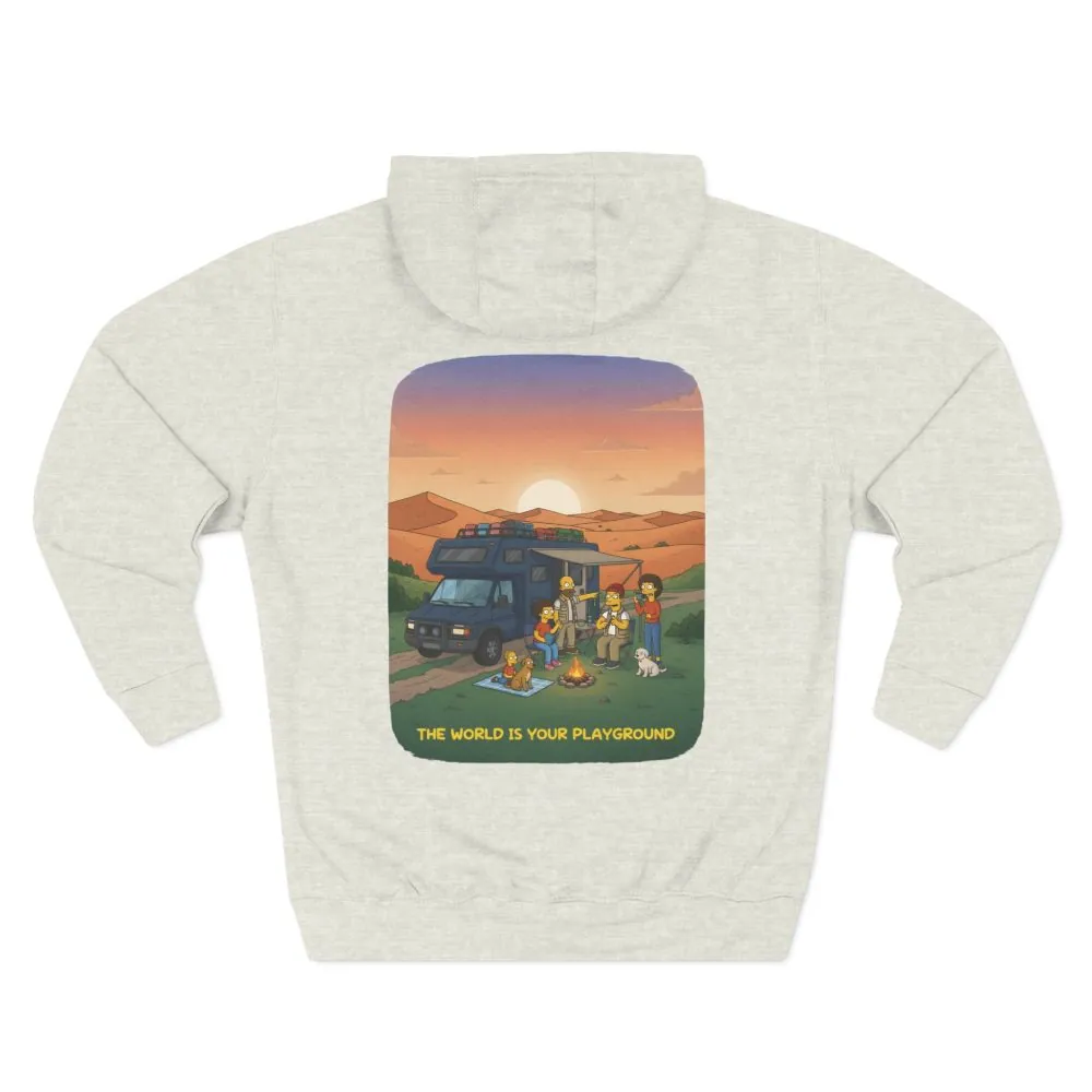 Three-Panel Fleece Hoodie - "The World Is Your playground" Design Sitcom-Line