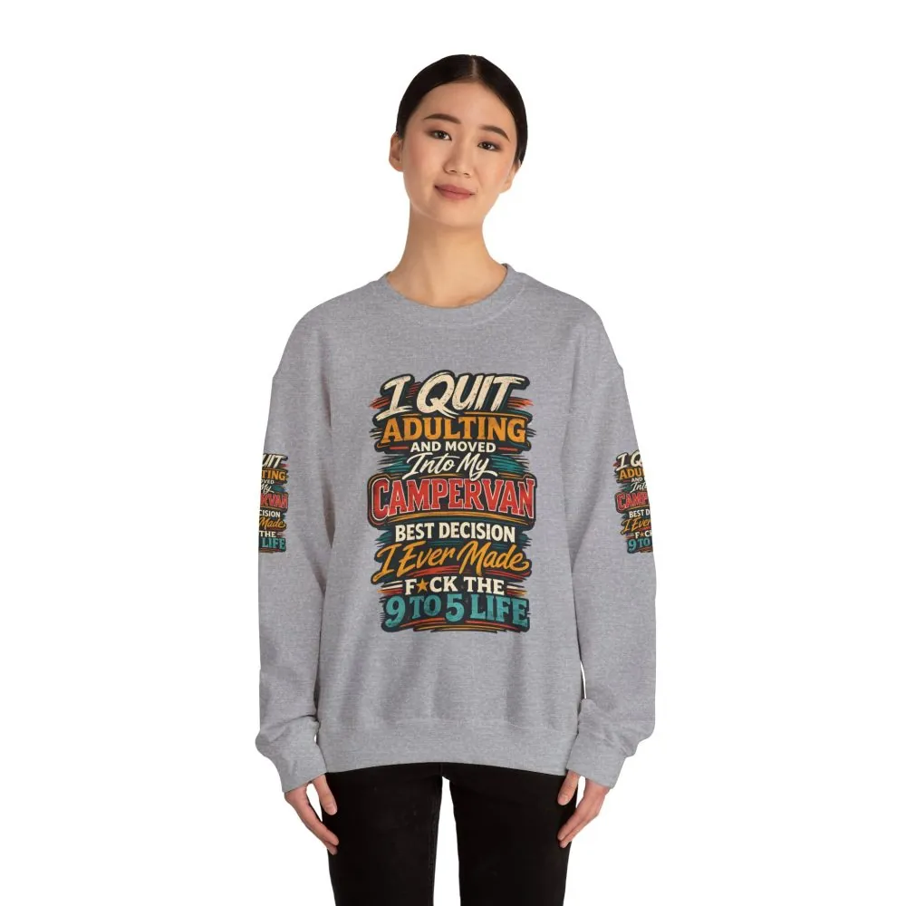Unisex Heavy Blend™ Crewneck Sweatshirt — "I Quit Adulting" Design F**K-Line