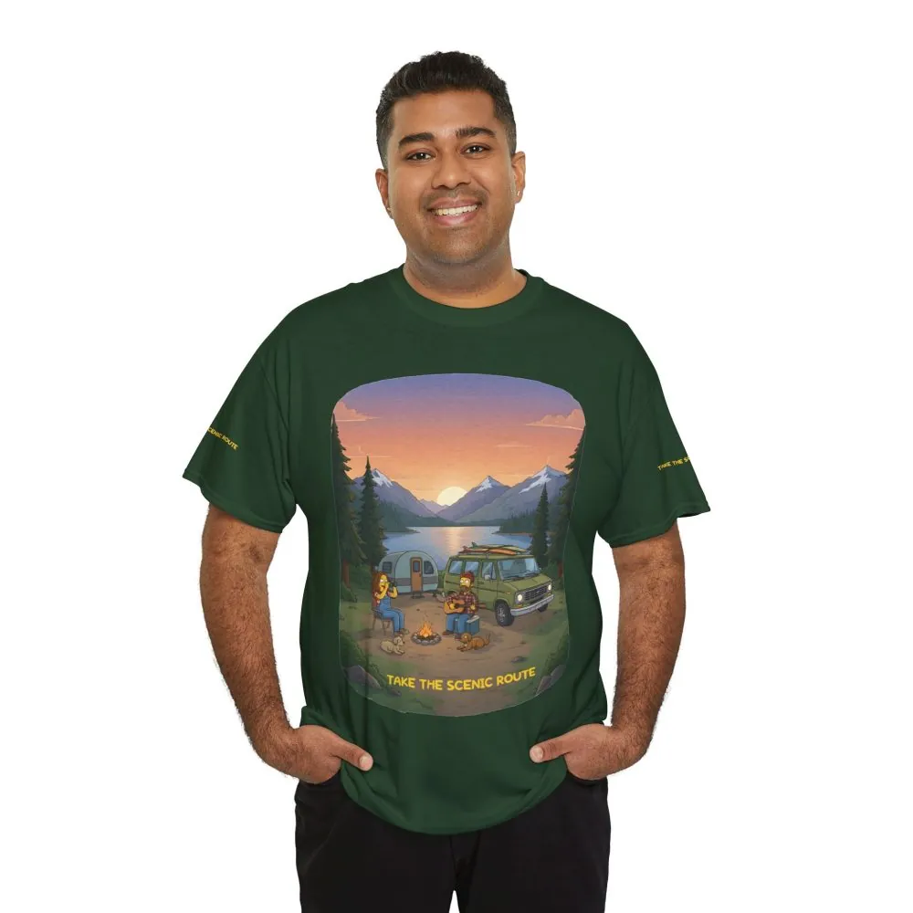 Unisex Heavy Cotton Tee — "Take The Scenic Route" Design Sitcom-Line