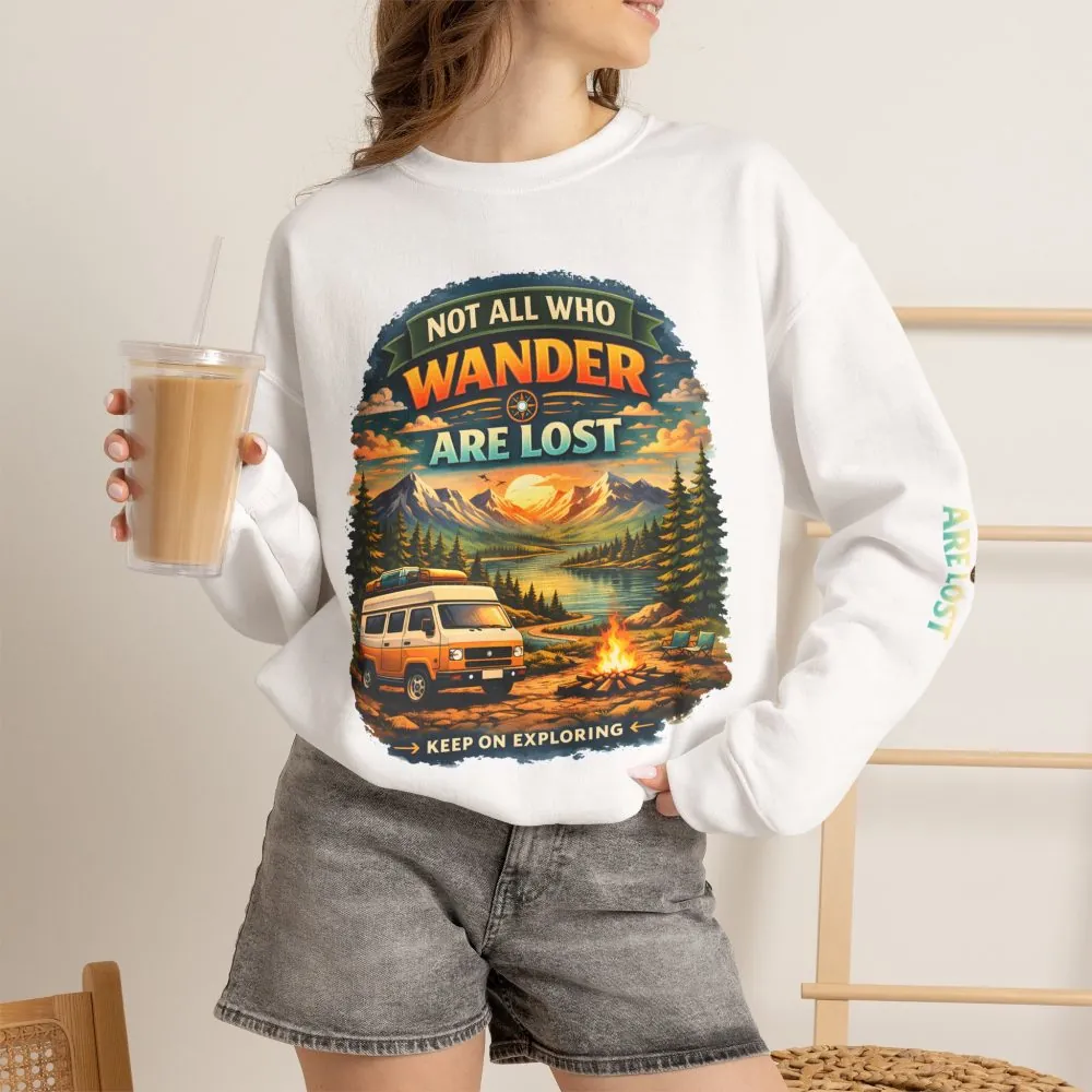 6556440702337766531_2048.jpeg Unisex Heavy Blend™ Crewneck Sweatshirt — "Not All Who Wander Are Lost" Design Scenic-Line