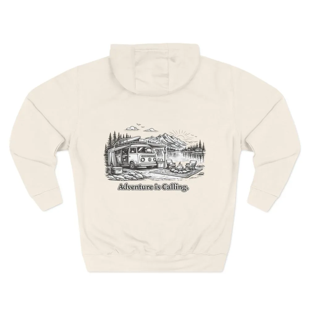 6557285025515324024_2048.jpeg Three-Panel Fleece Hoodie - "Adventure Is Calling" Design Minimal-Line