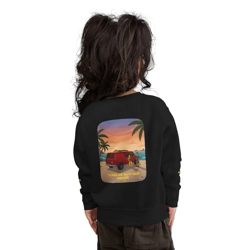 657218554742702570_2048.jpeg Toddler Sweatshirt - "Ocean Air Salty Hair Van Life" (Design Sitcom-Line)