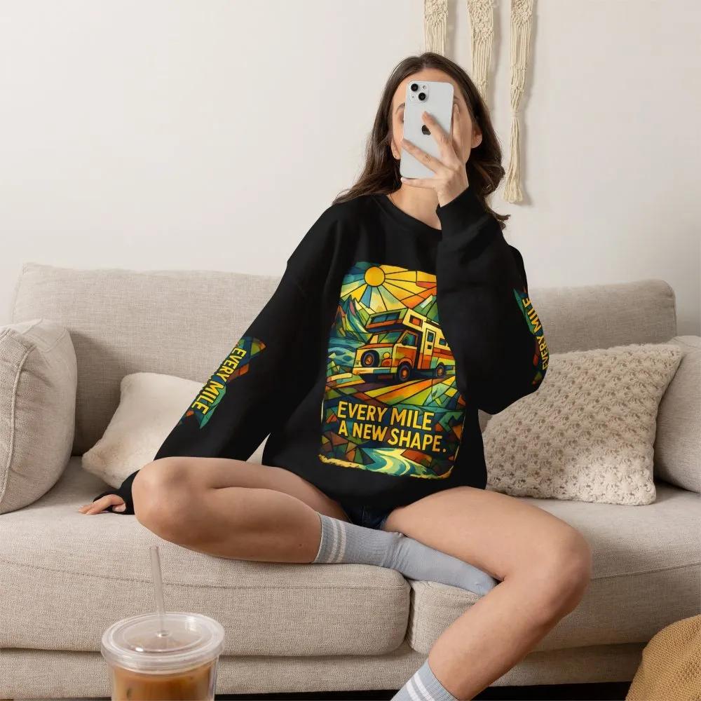 6575614478589025384_2048.jpeg Unisex Heavy Blend™ Crewneck Sweatshirt — "Every Mile A New Shape" Design Cubic-Line